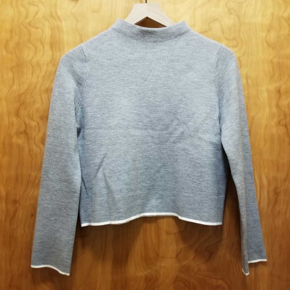 Topshop Grey Sweater With White Trim